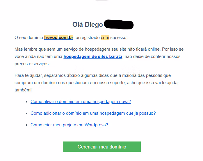 Registro do domínio do projeto Frevou em 2019