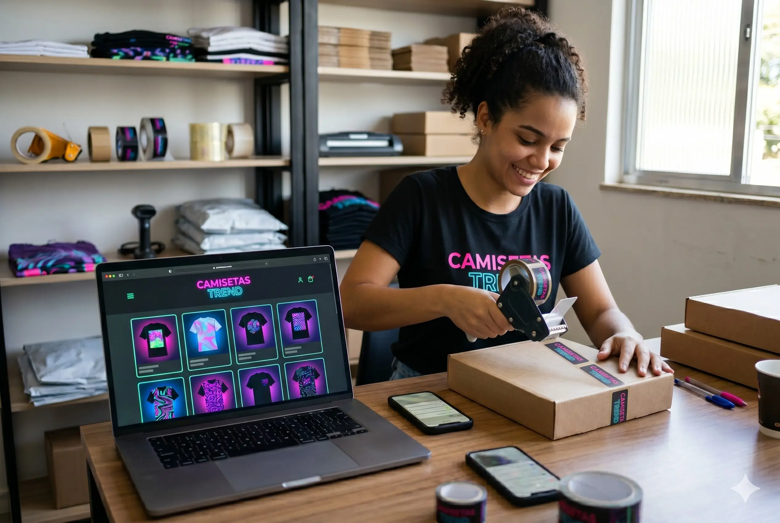 Lojista gerenciando pedidos de e-commerce