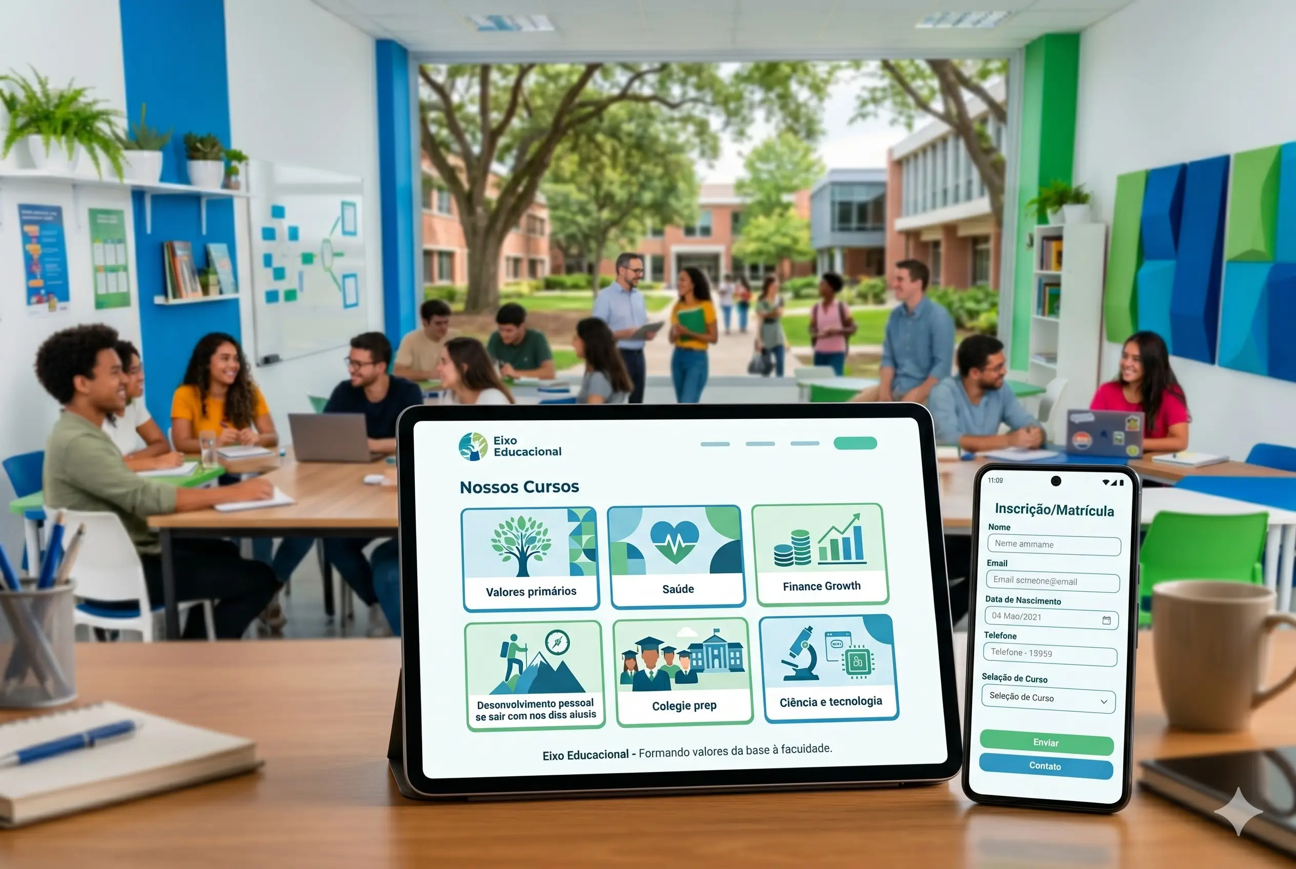 Página de matricula de uma escola de cursos online em Brasília