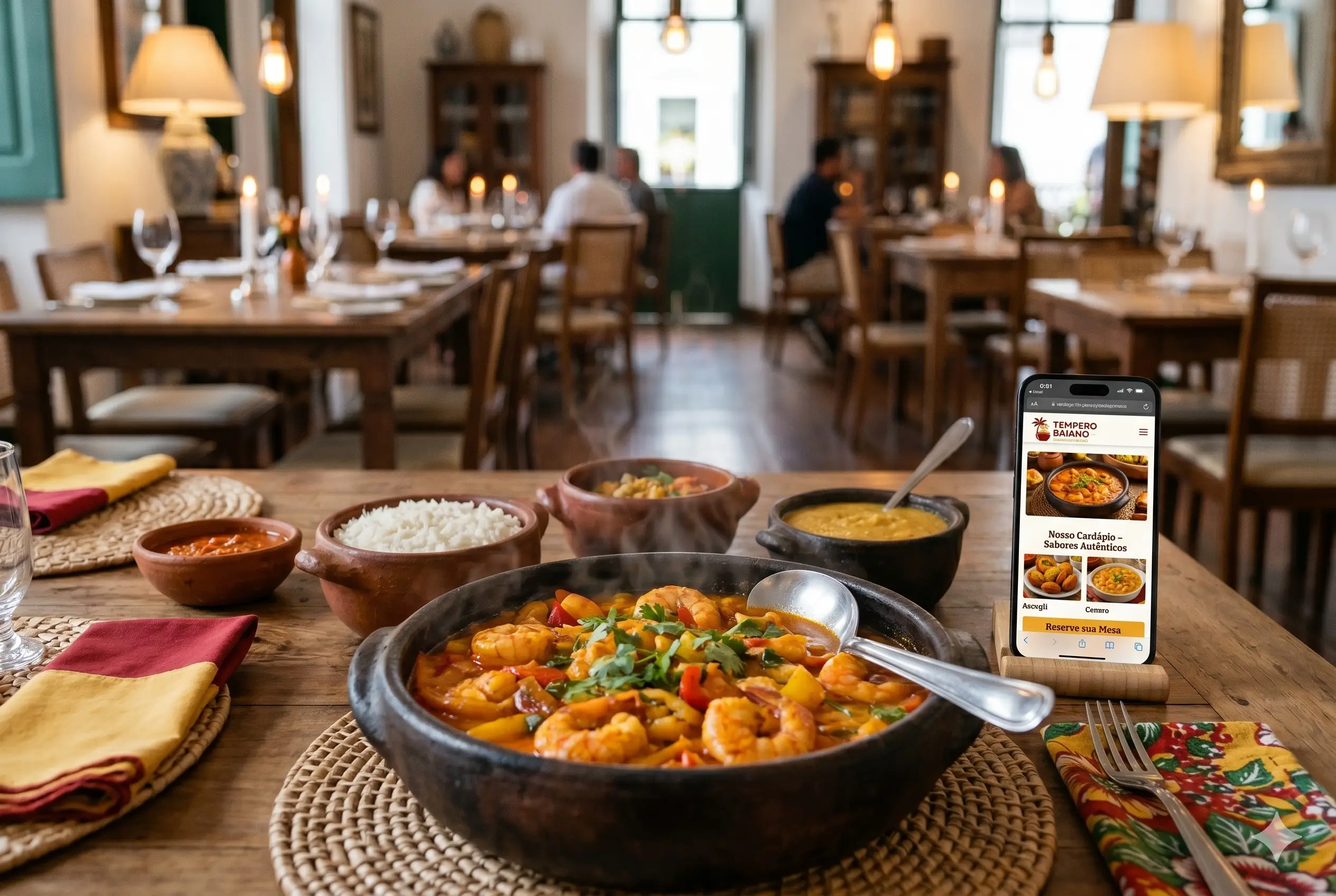 Exemplo visual de restaurante com cardápio acessível pelo celular
