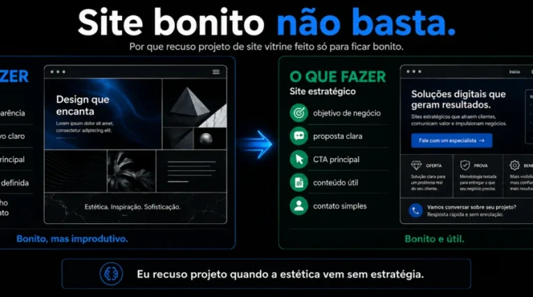 Representação visual relacionada a Por que recuso projetos de site vitrine feitos só para ficar bonito